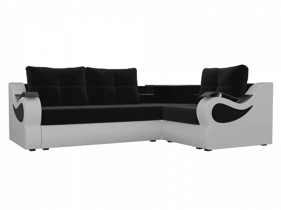 Угловой диван Митчелл правый угол (черный\белый цвет)