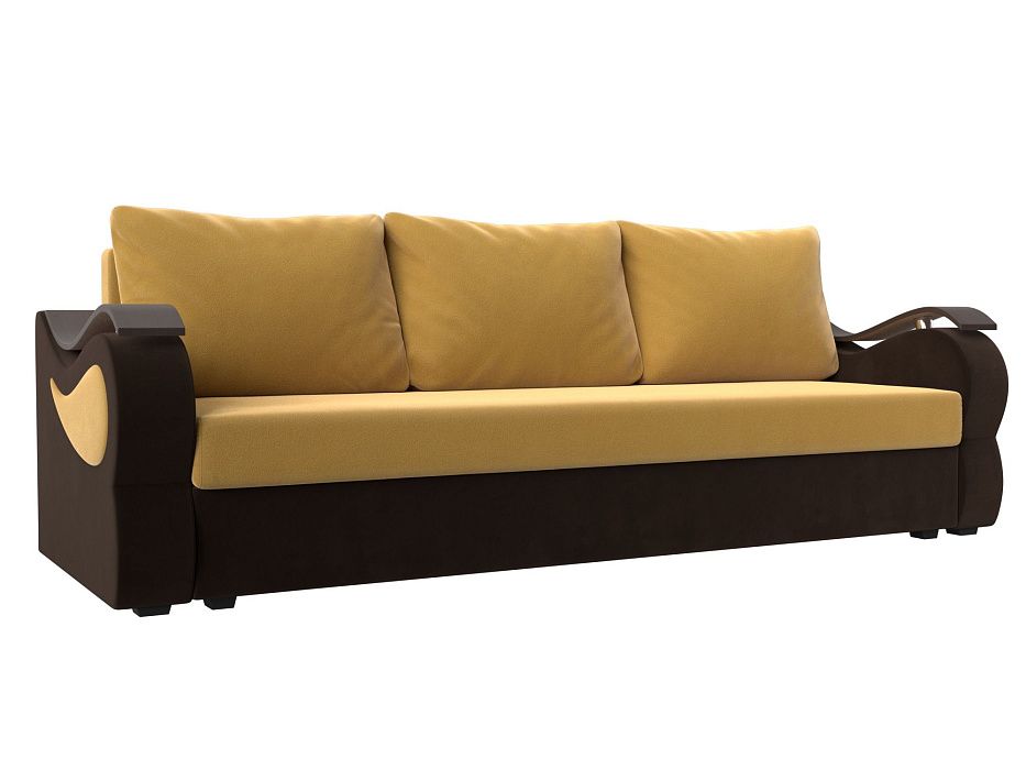 Прямой диван Меркурий Лайт (желтый\коричневый цвет)